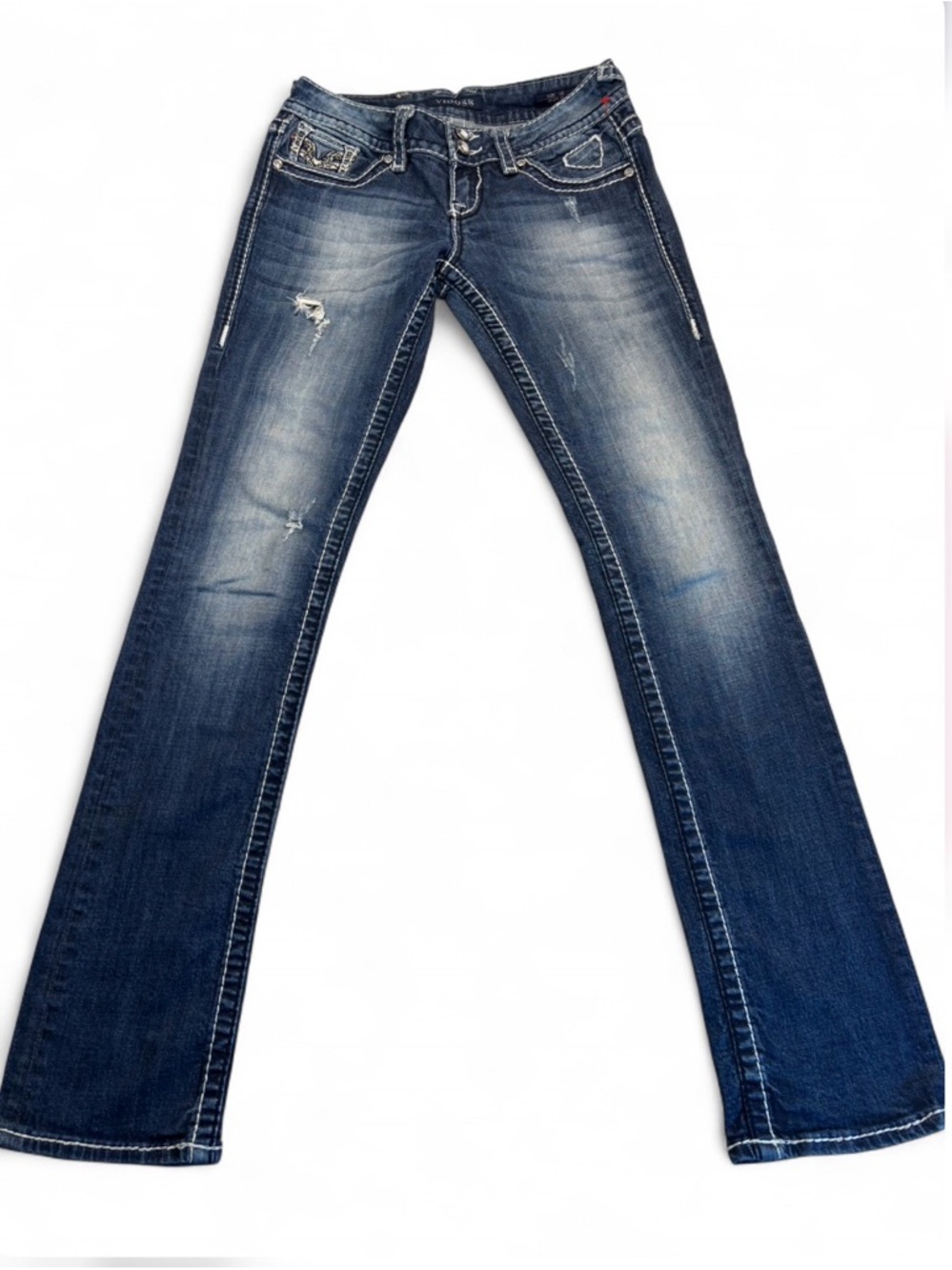 Vigoss Women's Faded Dark Blue Bootcut Jeans